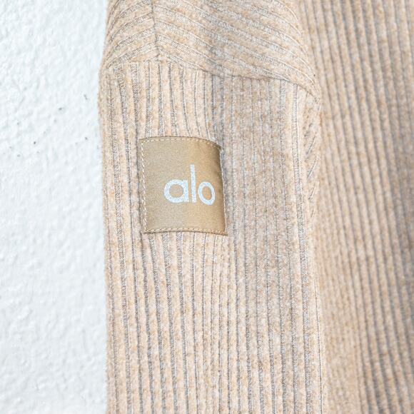 ALO Yoga Women's Muse Hoodie Ribbed Hravel Heather - Picture 5 of 9